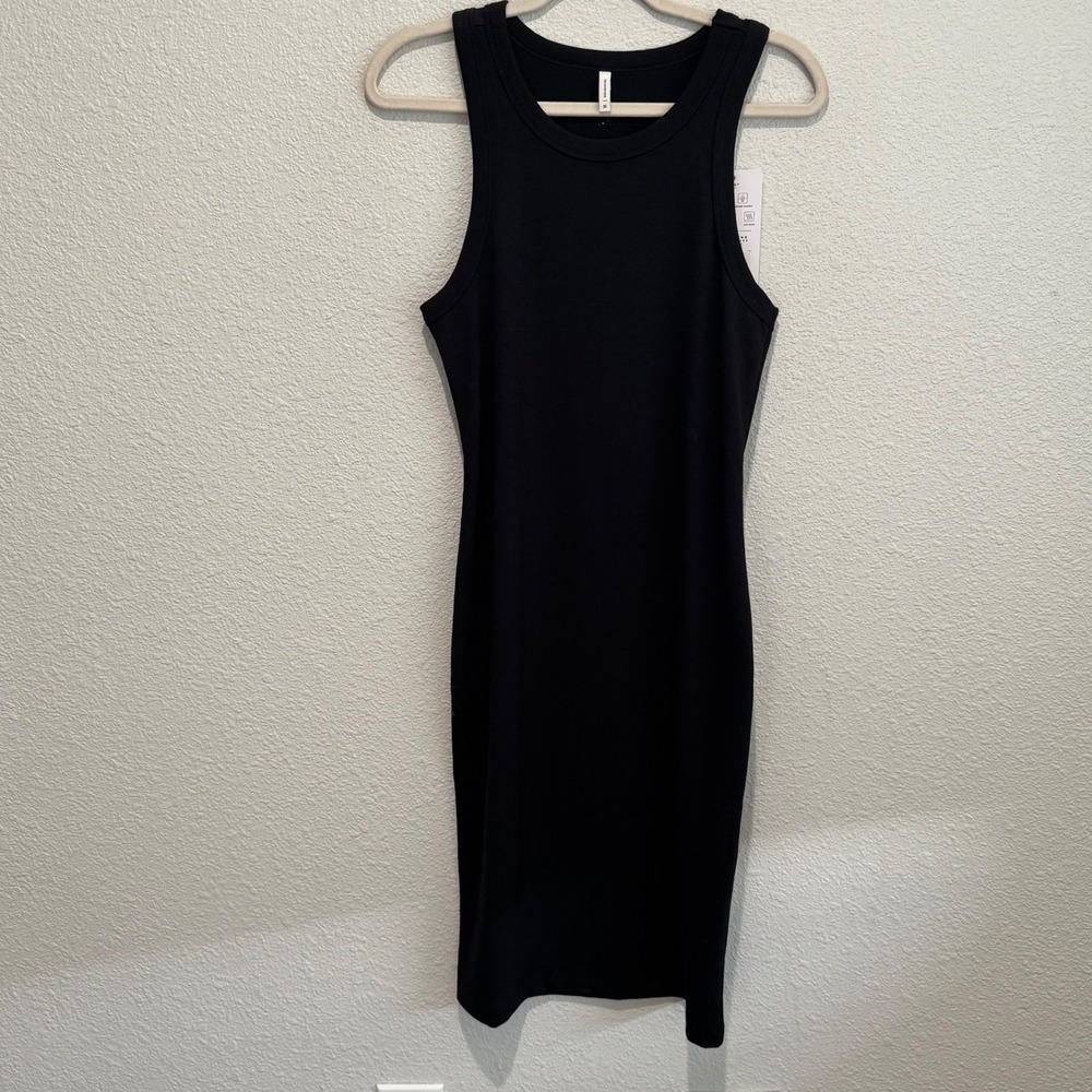 NWT 7Diamonds‎ Core Ribbed Tank Dress Black Racerback Midi Size M Bodycon Boho